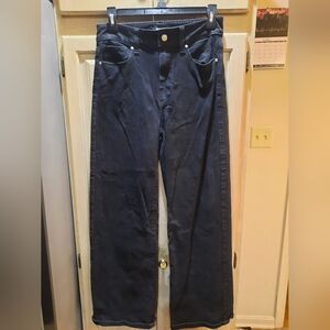 PAIGE Sasha Wide Leg Jeans Black Fog Luxe Size 28